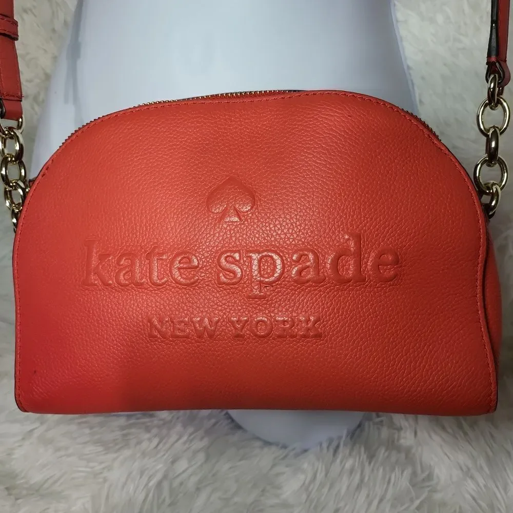 Kate spade real leather orange crossbody purse gently preloved,